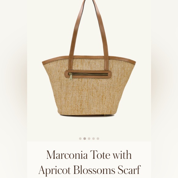 $229 ⭐️ NEW Patricia Nash Marconia Tote Burnished Woven w Apricot Blossoms Scarf - Picture 9 of 11